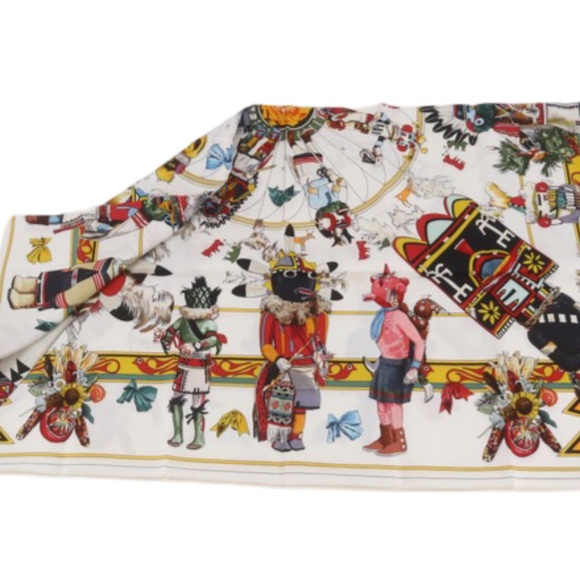 HERMES CARRE 90 BY KERMIT OLIVER: KACHINAS SCARF - Picture 3 of 5